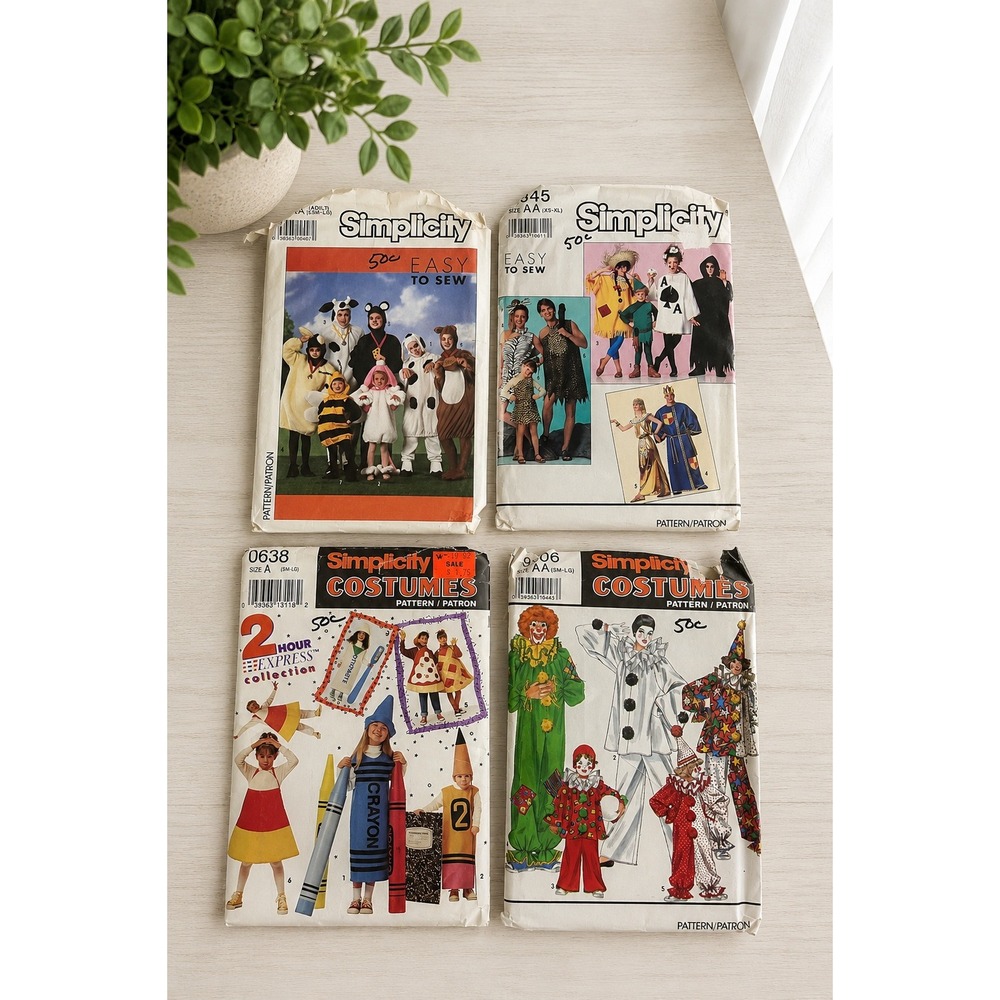Vintage Simplicity Uncut Halloween Costume Sewing Patterns Kids Adults Lot of 4